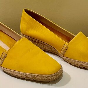 Andre Assous Yellow Suede Espadrille Wedges